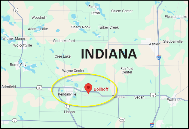 Map location, Map of Indiana, USA, Bollhoff Kendallville location, USA location, Kendallville, In, Indiana, USA Manufacturer, USA Distributor, Made in the USA