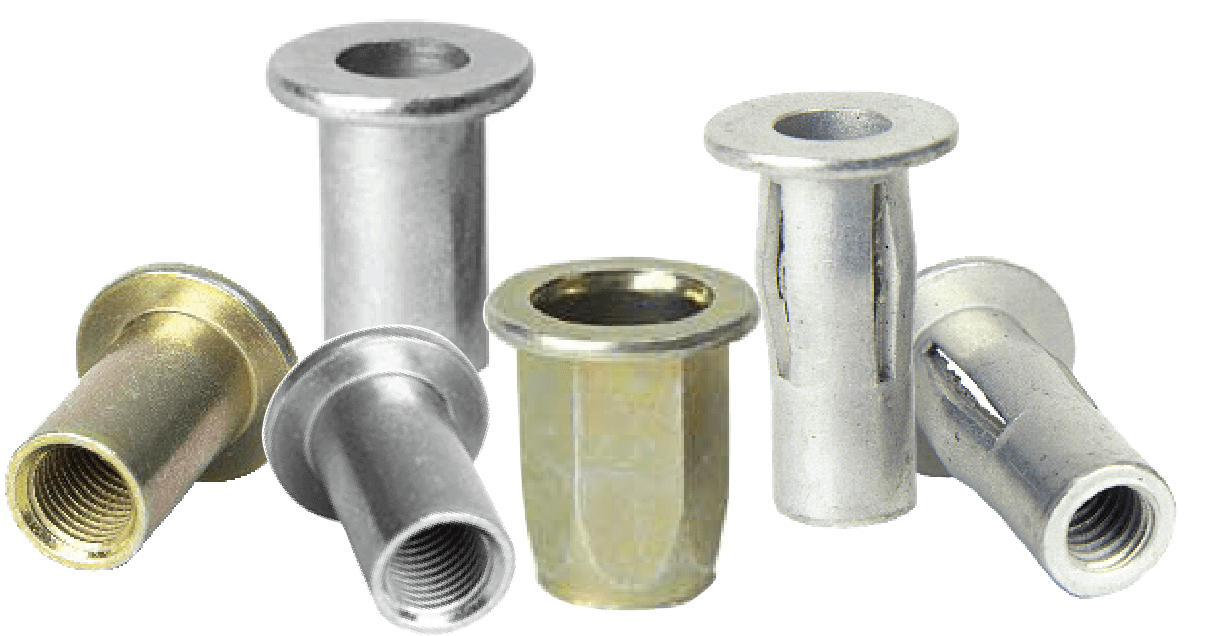 Bollhoff, rivet nut, rivnuts, plusnut, slotted body plus nut, hex nut