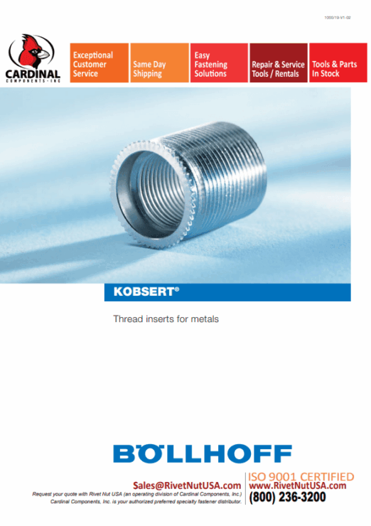 Bollhoff kobsert, threaded inserts, metal inserts