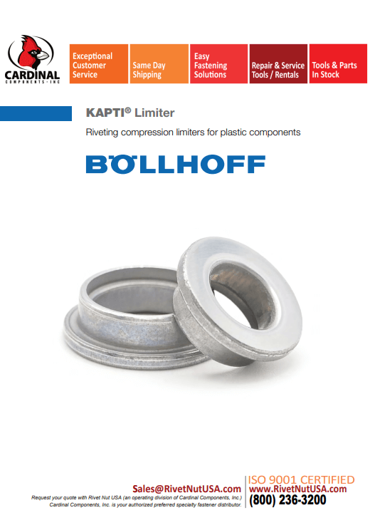 Bollhoff kapti limiters, Catalog, plastic compression limiters, plastic sleeves, plastic installation